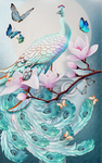 唯美孔雀蝴蝶玄关壁画背景墙