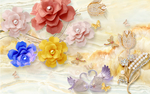 3D立体浮雕珠宝花简约背景墙