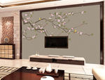 水墨山水电视背景墙 装饰画 无