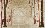 麋鹿北欧玄关屏风背景底纹素材艺