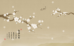 梅花工笔画中式玄关屏风背景底纹