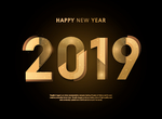2019新年快乐立体数字海报