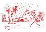 下雨天 手绘画