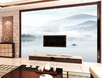 中国风景画电视墙设计
