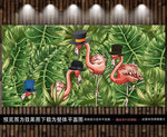 热带植物火烈鸟