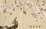 简约花鸟背景墙