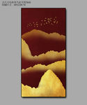红色装饰画 山水装饰画 晶瓷画