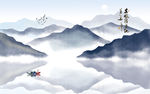 古风山水间中式山水壁画