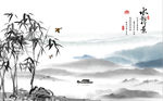 新中式水墨山水背景墙