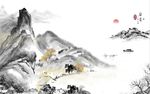 中式山水水墨画背景墙
