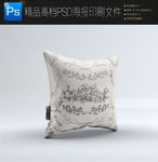 森林绿菱格花纹轻奢抱枕设计图
