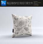 森林绿菱格花纹轻奢抱枕设计图