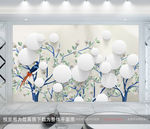 几何圆圈花鸟图