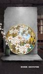 轻奢新中式花鸟晶瓷画圆形装饰画