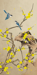 中式花鸟玄关屏风背景电视墙底纹