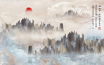 大理石山水背景墙