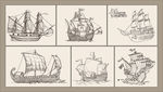 矢量手绘海盗船系列