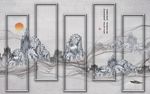 海纳百川国画山水背景墙
