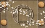 手绘花鸟桃花梅花海棠花背景墙