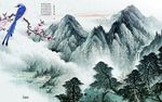 新中式山水风景背景墙