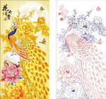 LJ 花开富贵 孔雀 牡丹