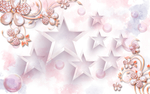 珠宝花藤泡泡五角星背景立体壁画