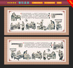 手绘中国风餐饮文化背景墙