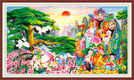 三星高照福禄寿装饰画