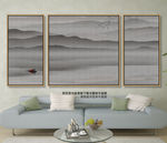 三联山水装饰画