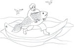 渔文化手绘线条画