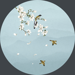 圆形山水花鸟装饰画
