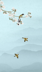 大型竖幅玉兰花鸟画