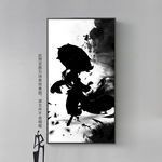 中国风水墨武侠人物剪影装饰画