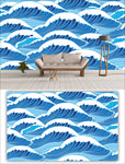 蓝色海浪背景墙