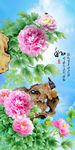 蓝天白云牡丹图