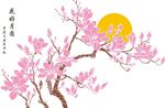 硅藻泥矢量花好月圆木棉花