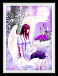 梦幻美少女翅膀城堡装饰画