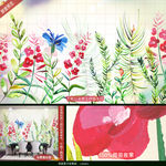 手绘植物花卉壁纸壁画