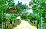 花鸟山水国画风景画背景墙