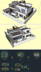 洋房别墅草图大师模型带CAD图