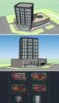 办公楼建筑草图大师模型带CAD