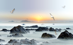海景风景玄关屏风电视背景墙底纹