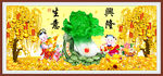 玉白菜生意兴隆装饰画