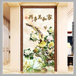 玉雕牡丹花鸟家和万事兴玄关背景