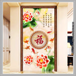 玉雕牡丹玄关背景墙无框画