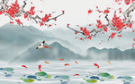 梅花荷花山水