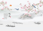 山水情中式背景墙