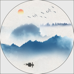 圆形山水挂画 大型山水装饰画