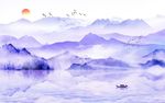 水彩山水水墨画