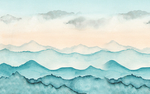 中式山水创意抽象玄关屏风电视背